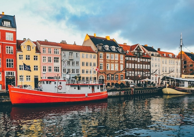 View of canal and houses, Denmark